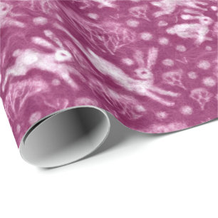 Papier Cadeau Hares lapins lapins lapins Motif d'hiver Fuchsia