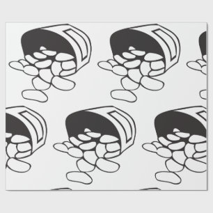 Papier Cadeau Haricots Renversés Contour Noir et Blanc