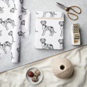 Papier Cadeau Harlequin Great Dane mignon Motif de dessin animé