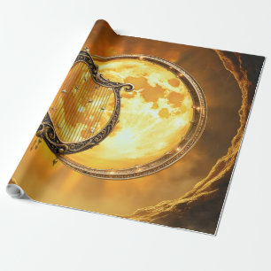 Papier Cadeau Harpe Céleste de la Lune Dorée