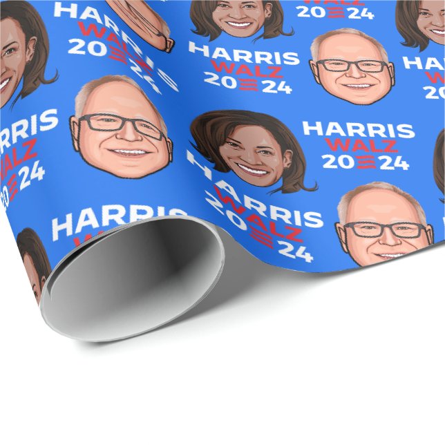 Papier Cadeau Harris Walz 2024 Papier d'emballage (Coin rond)