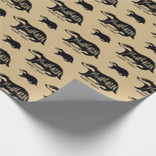 Papier Cadeau Harry Potter   Typographie de silhouette HUFLEPUFF