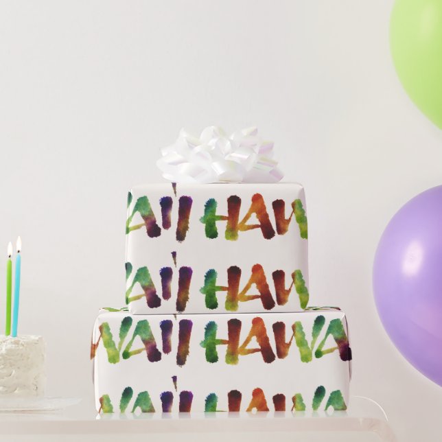 Papier Cadeau Hawai'i - Aquarelle Lettrage Hawaii (Cadeaux de fête)