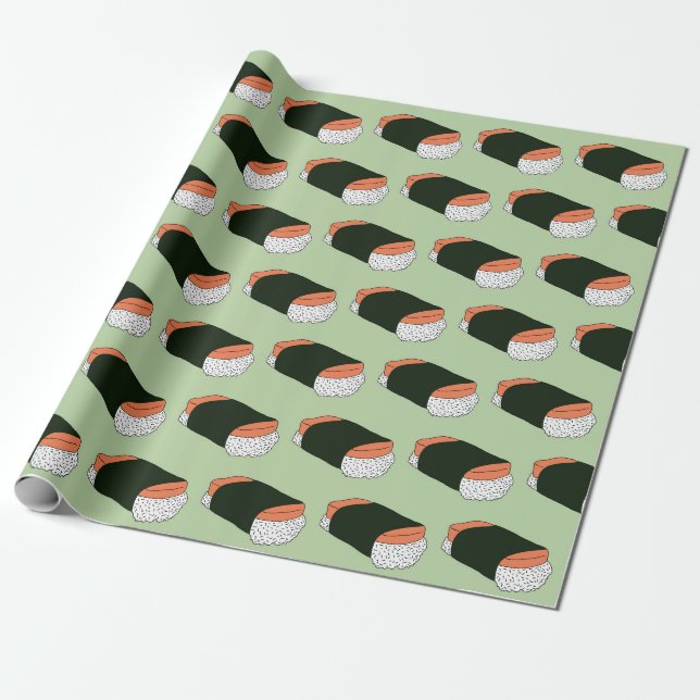 Papier Cadeau Hawaiian Musubi Food Patterned Birthday (Déroulé)