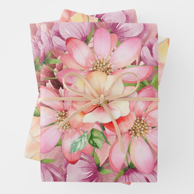 Papier cadeau "Hawaiian Summer Florals" (En situation)