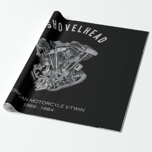 Papier Cadeau HD Motorcycle Vtwin Shovelhead Engine Drawing Bike