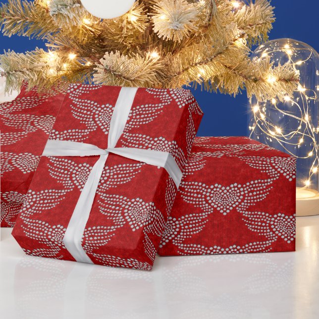 Papier Cadeau Heart Diamond Argent AngelFêtes de Noël rouges (Vacances)
