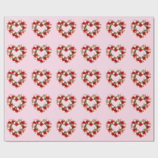Papier Cadeau Heart Shaped Floral Wreath Roses Daisies Tulips