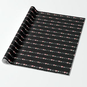 Papier Cadeau Heartbeat Lebanon Palestine Unity drapeaux.