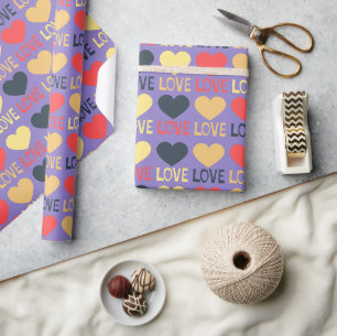 Papier Cadeau Hearts Love Typographie Cute Valentine's Day