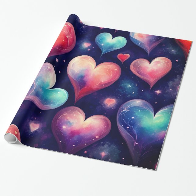 Papier Cadeau Hearts Stars Valentine Galaxy (Déroulé)