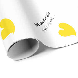 Papier Cadeau Hearty Hearts Yellow and White Custom Text -