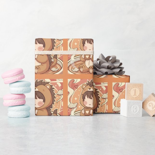 Papier Cadeau Hedgehog Forest Gift Wrapping Paper (Baby Shower)