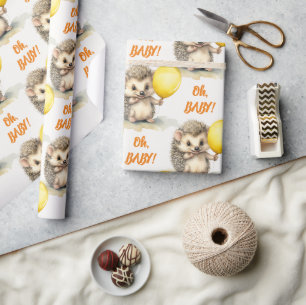 Papier Cadeau Hedgehog Oh Baby Baby shower neutre entre les sexe
