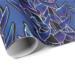 Papier Cadeau Heliconia Tropical Abstrait motif floral Violet