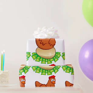 Papier Cadeau Hen Sur Un Oeuf D'Or