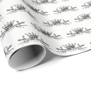 Papier Cadeau Héraldique Couronne Croisée Épées Sabres Emblem Cr