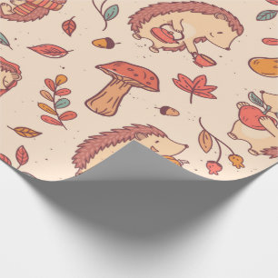 Papier Cadeau Hérisson d'automne confortable
