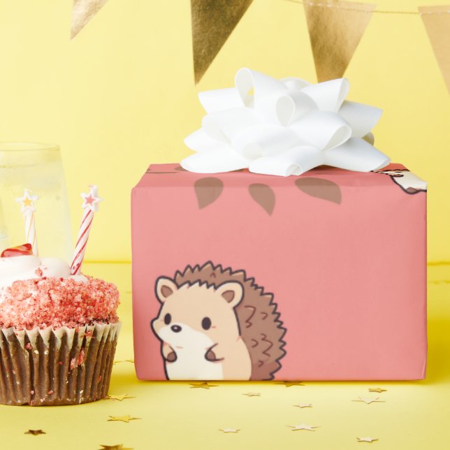 Papier Cadeau Hérisson de automne confortable Papier d'enveloppe (Fête d'anniversaire)