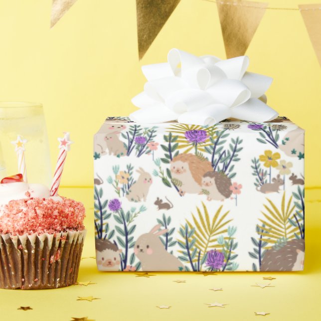 Papier Cadeau Hérisson et amis rideau de douche (Fête d'anniversaire)