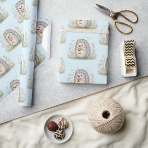 Papier Cadeau Hérisson mignon avec motif lanterne