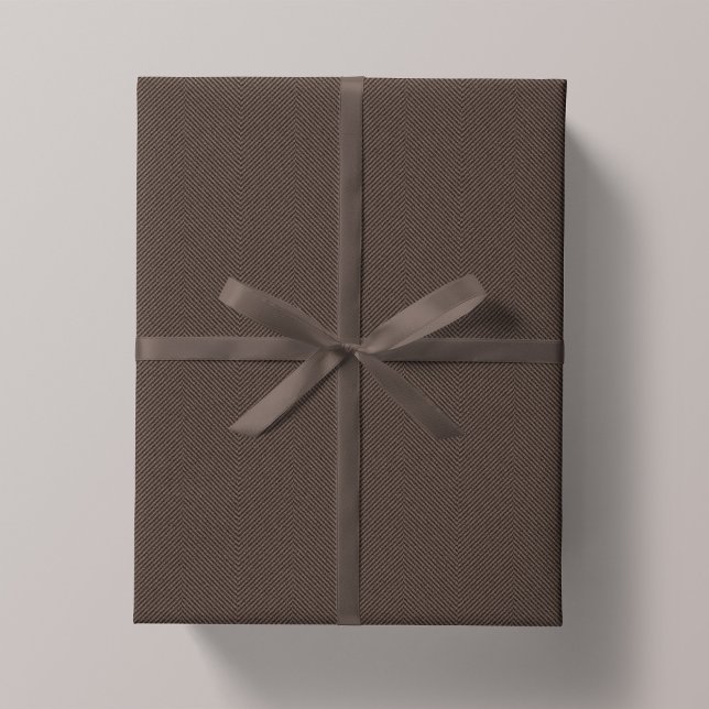 Papier Cadeau Herringbone classique tweeté rustique brun vacance (Créateur téléchargé)