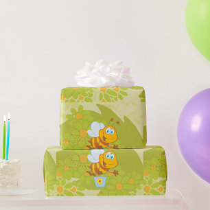 Papier Cadeau Heureuse abeille au miel