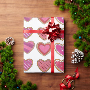 Papier Cadeau Heureuse Sainte-Valentin Rose Rouge Sucre Cookies 