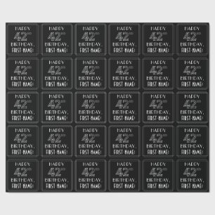Papier Cadeau HEUREUX 42E ANNIVERSAIRE ; Style Art Déco avec nom