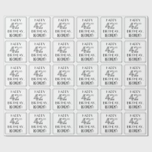 Papier Cadeau HEUREUX 42E ANNIVERSAIRE ; Style Art Déco ; Nom pe