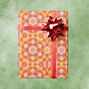 Papier Cadeau Hex Mandala orange violet blanc