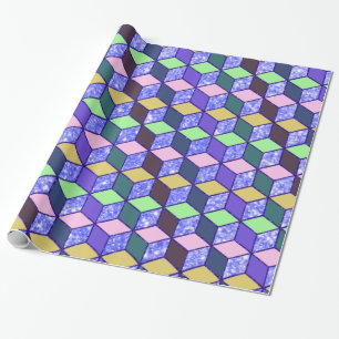 Papier Cadeau Hexagon en forme de diamant Parties scintillant bl