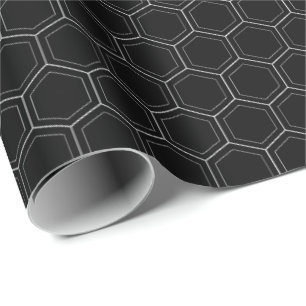 Papier Cadeau Hexagonal japonais traditionnel ligne blanche moti