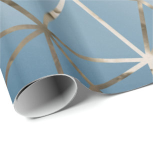 Papier Cadeau Hexagone bleu Geometr de diamant argenté gris de