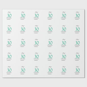 Papier Cadeau Hey c'est la 30e anniversaire vert noir lettre gra