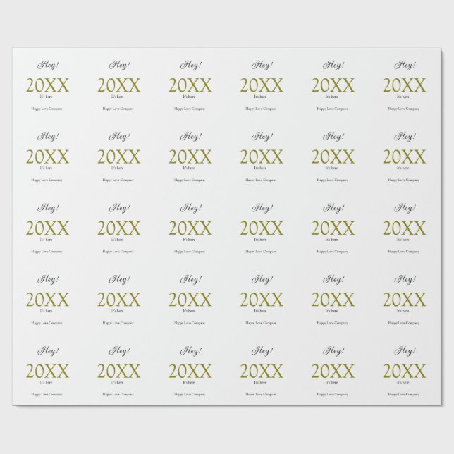 Papier Cadeau Hey it's new year add year gold black simple. Mini (Plat)