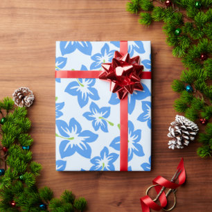 Papier Cadeau Hibiscus Bleu, Fleurs Bleues, Motif De Fleurs