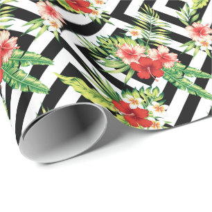 Papier Cadeau Hibiscus coloré avec Arrière - plan géométrique no