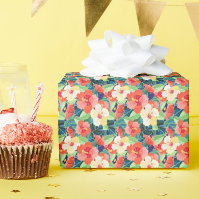 Papier Cadeau Hibiscus coloré Motif (Fête d'anniversaire)