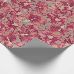 Papier Cadeau Hibiscus de vacances, style hawaïen Noël