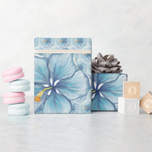 Papier Cadeau Hibiscus & dentelle TURQUOISE