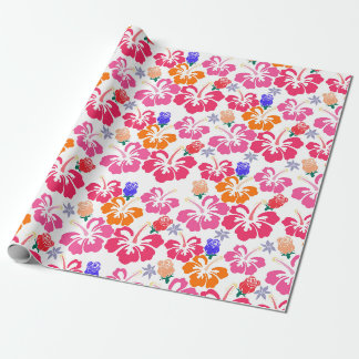 Papier Cadeau Hibiscus et papier Rose à enveloppement de silhoue