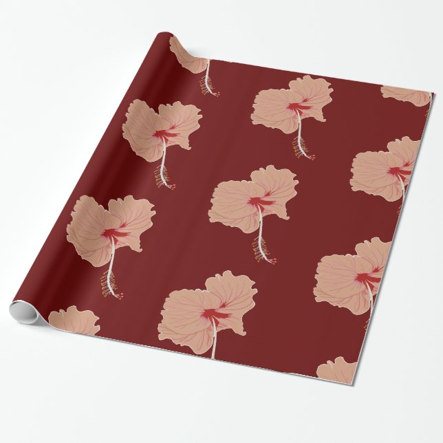 Papier Cadeau Hibiscus Floral Art Spécial (Déroulé)