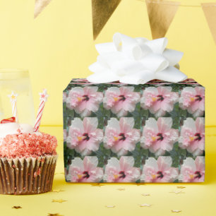Papier Cadeau Hibiscus rose double floral
