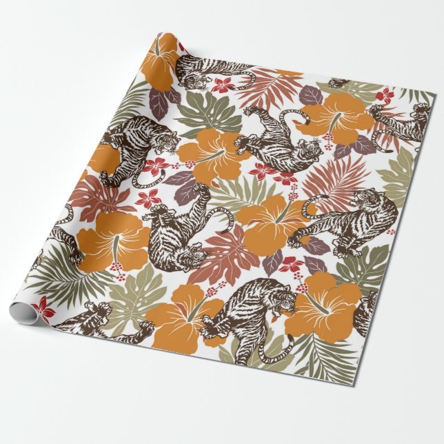 Papier Cadeau Hibiscus tiger motif (Déroulé)