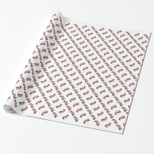 Papier Cadeau Hibou barré Père Noël de Noël (Déroulé)