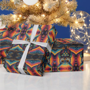 Papier Cadeau Hibou Cosmique de la Sagesse