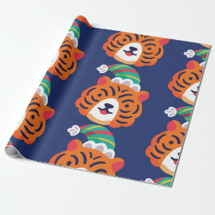 Papier Cadeau hideux tigre de noël santa claus