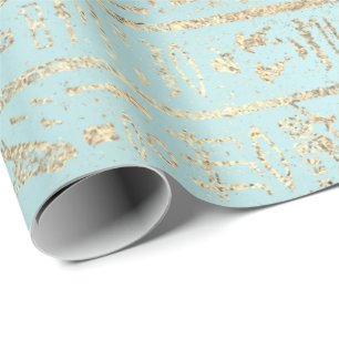 Papier Cadeau Hiéroglyphes égyptiens Gold Blue Aqua Pastel