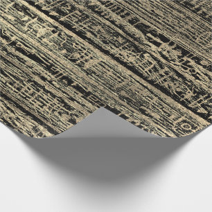 Papier Cadeau Hiéroglyphes égyptiens Gold Foxier Faux Black Wood